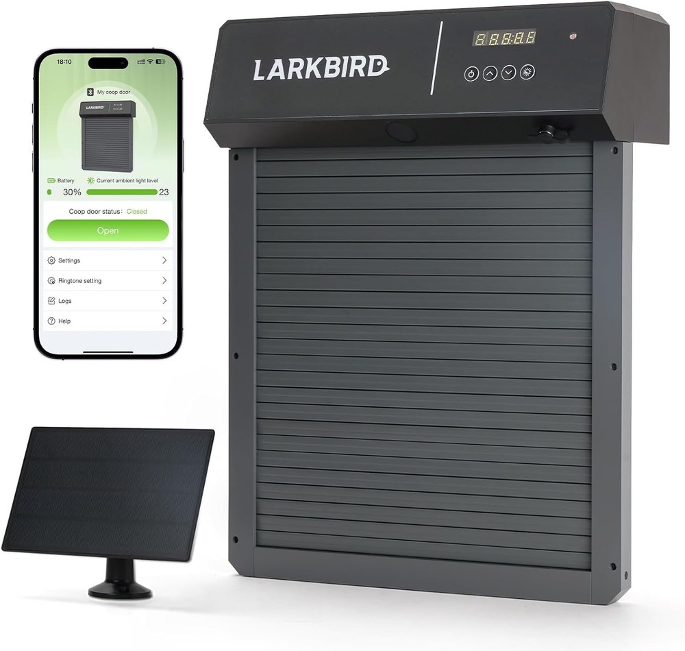 Larkbird Automatic Chicken Coop Door, Audio Recall Function, Solar, Timer, App