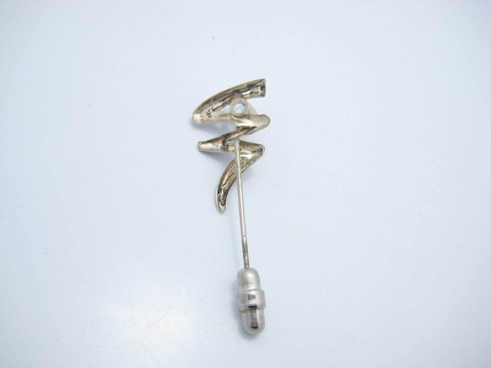 Sterling Silver Squiggle Clear CZ Stick Or Hat Pin