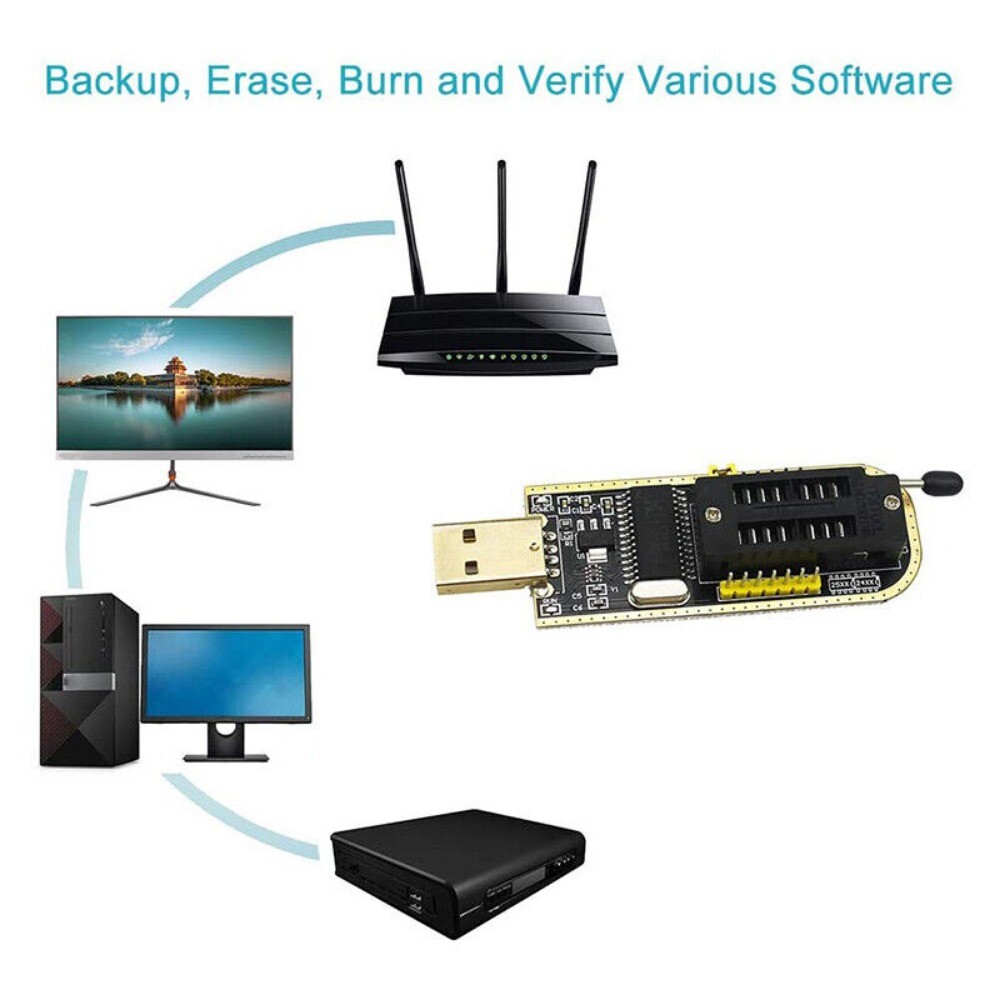 CH341A SOIC8 SOP8 Flash Chip, EEPROM Programmer IC BIOS Test Clip 24 25 Series