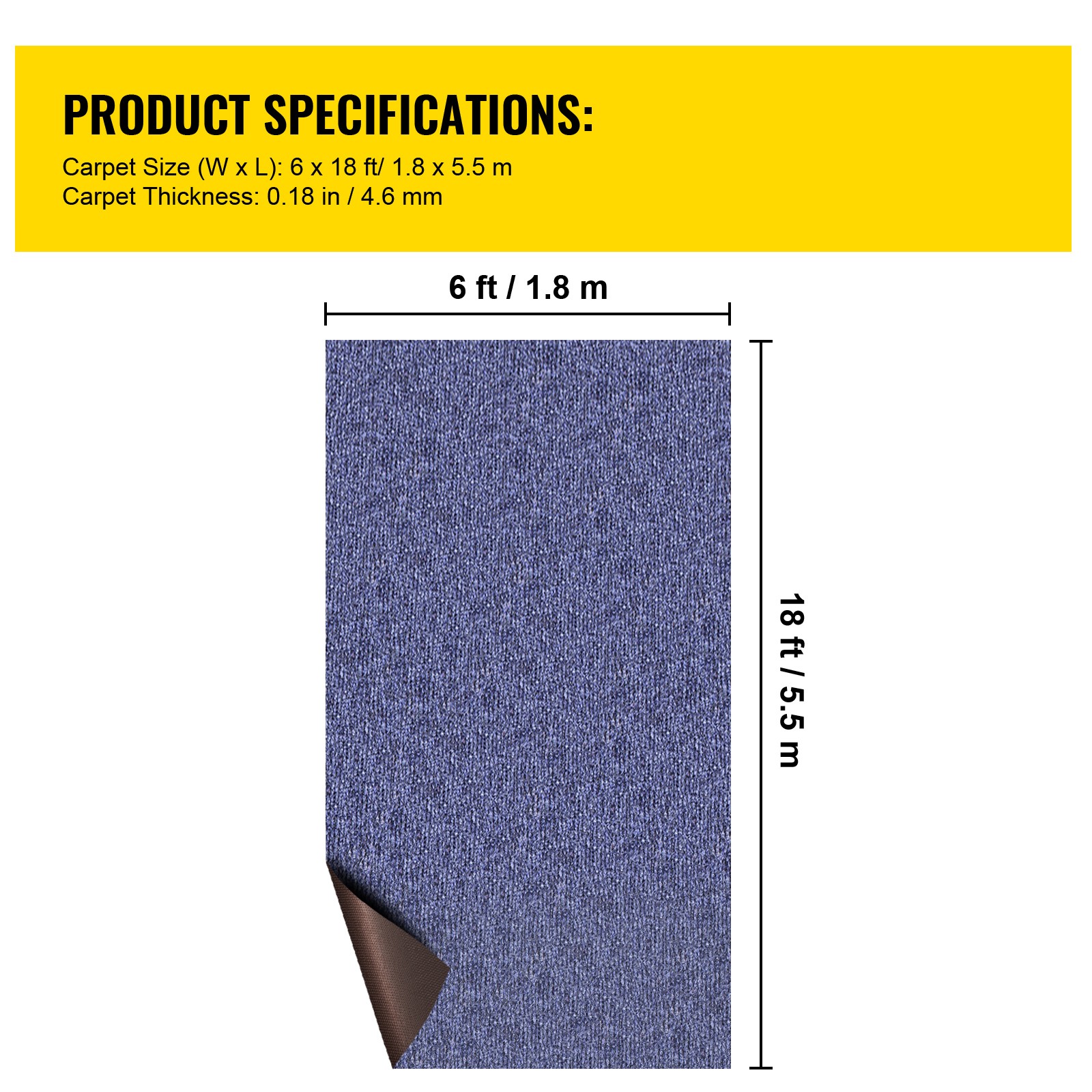 Uimoso 32 oz Bass Boat Carpet Cutpile Marine Carpet 6 x 18ft In/outdoor Deck Rug