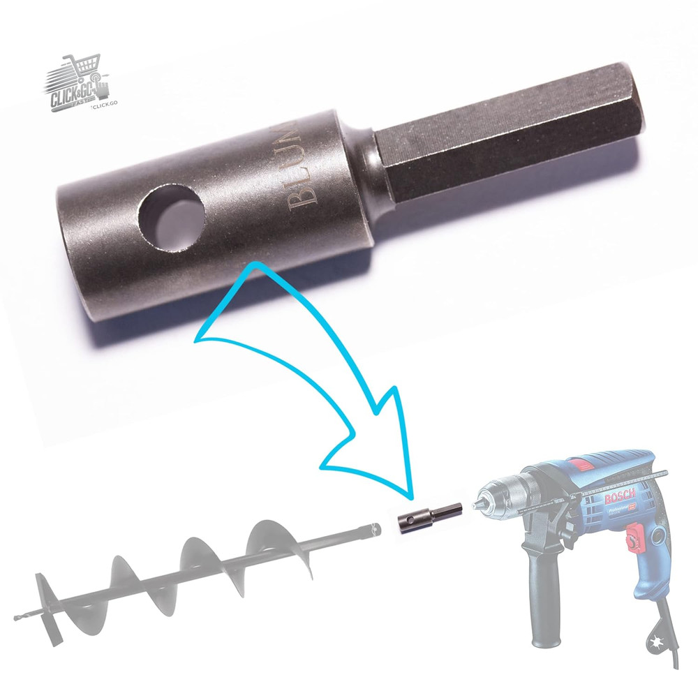 Drill Adapter: 12mm Hex Mount (HEX) for Digging Pa Holes