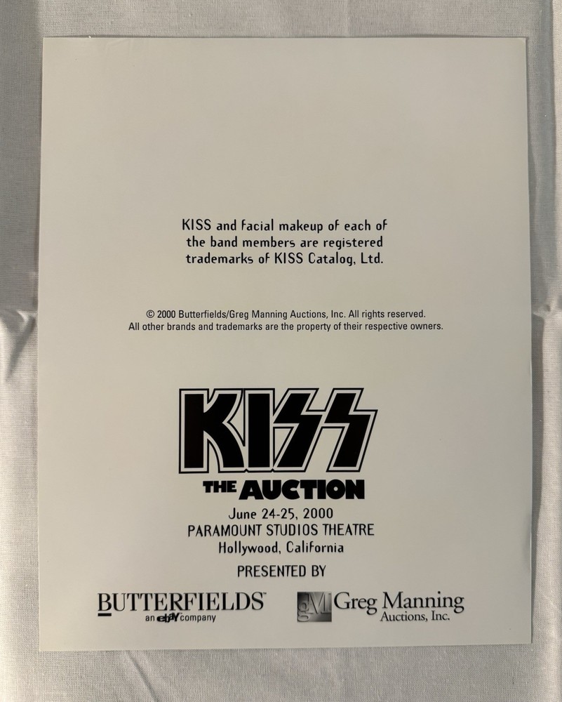 KISS ✨ SIGNED BY PAUL STANLEY & GENE SIMMONS ✨ BUTTERFIELDS AUCTION BOOK + 4 PIC