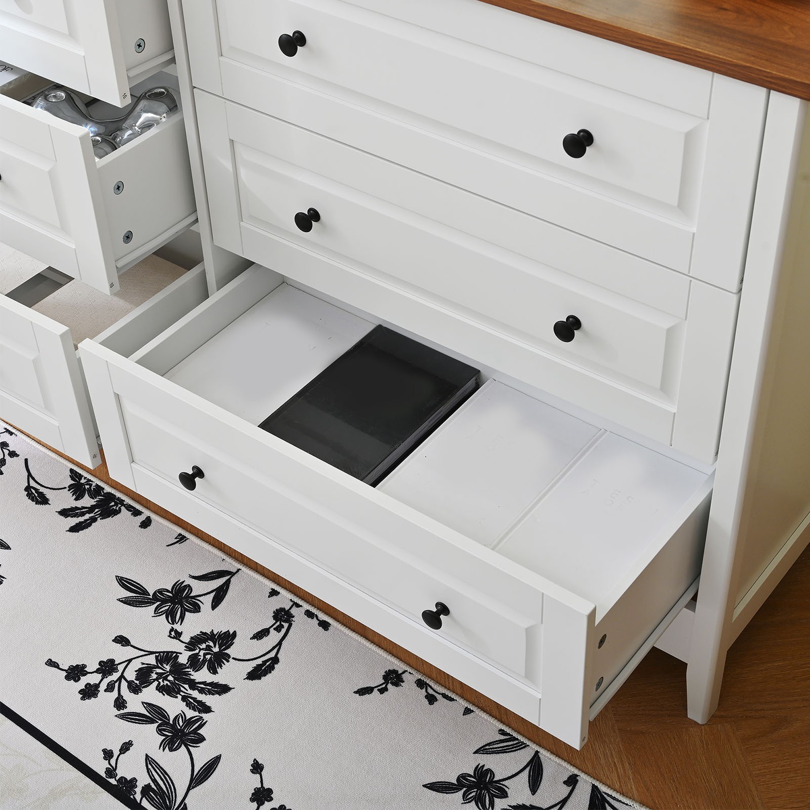 6 Storage Drawer Bedroom Wood Organizer Storage Furniture White