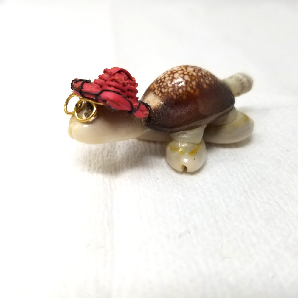 Turtle Figurine Seashell Wire Rimmed Glasses Red Hat Tiny Handmade Vtg