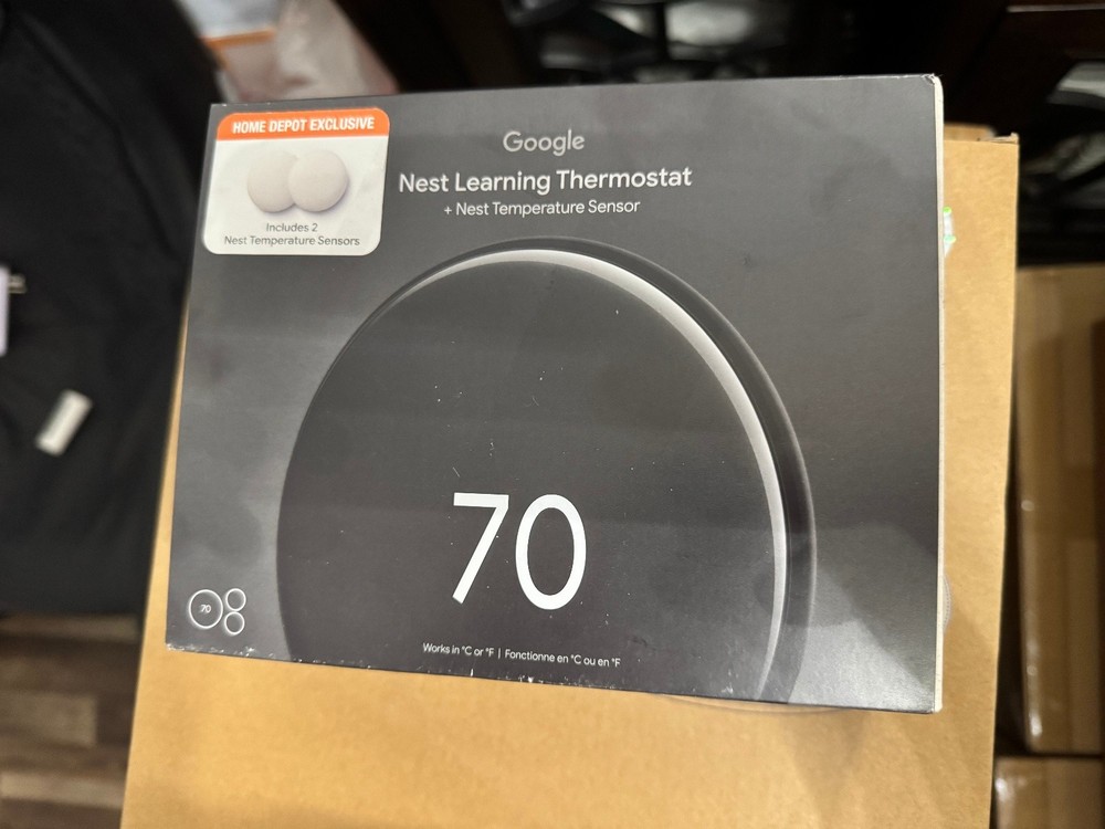 Google Nest Learning Thermostat (4th Gen) T4000ES Retail Box Includes 2 Sensors