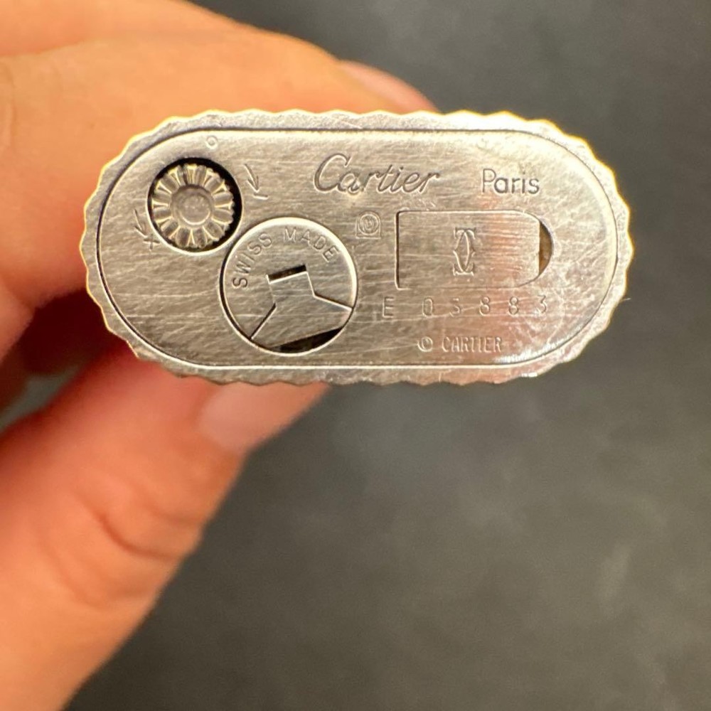 Cartier Swiss Stripe Pattern Oval Gas Lighter Used