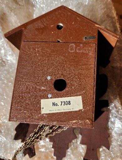 Vintage West Germany Cuckoo Clock Storage In Box Long***Needs Adjusting it stops