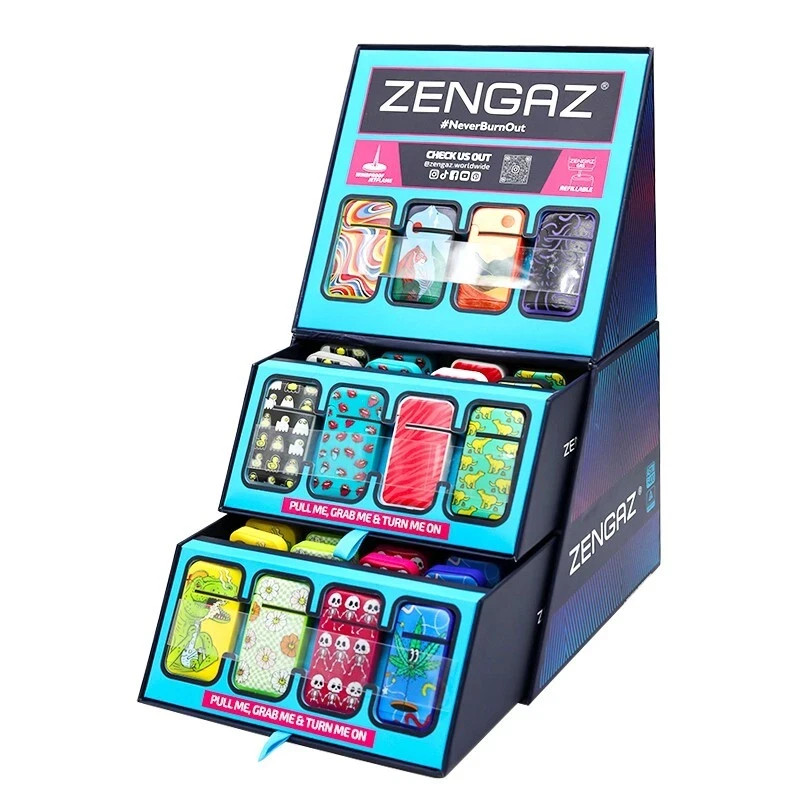 Zengaz Windproof Jetflame Refillable Lighters, 2-Pack Mixed Designs