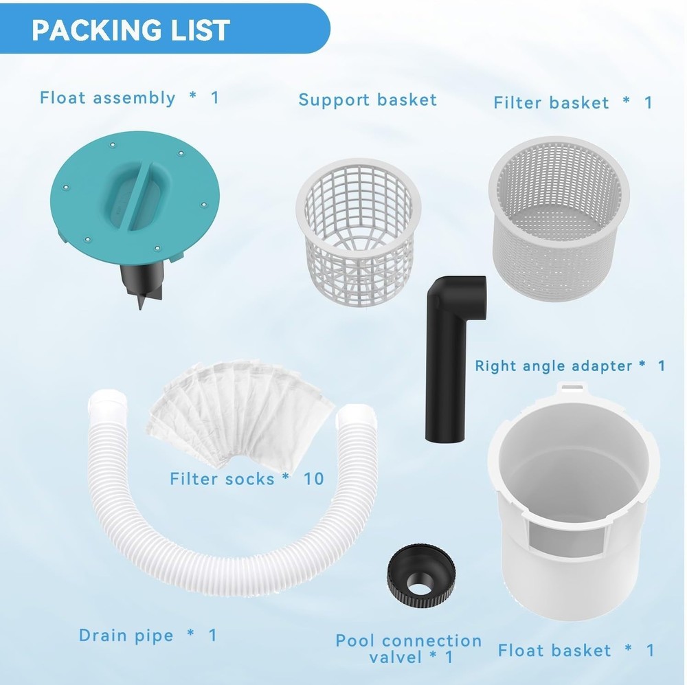 Surface Float Skimmer,2025 Upgrade,No Installation Required, no Adjustable...