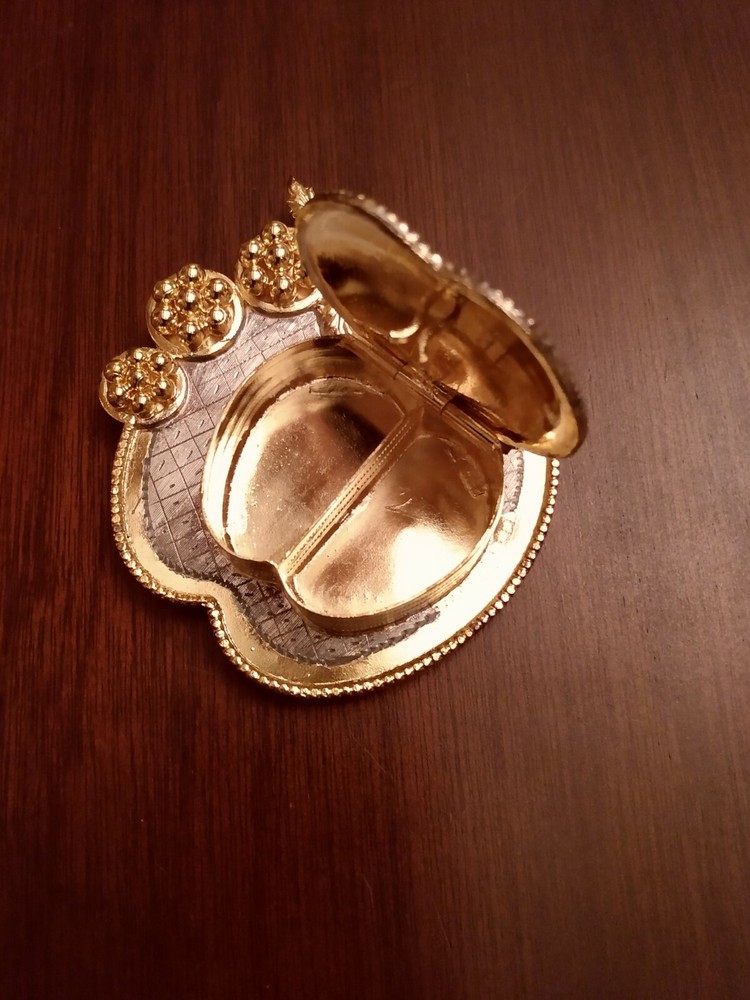 SOLID SILVER HINGED APPLE BOX ON ATTACHED TRAY ENAMEL BUTTERFLY GILT ACCENT