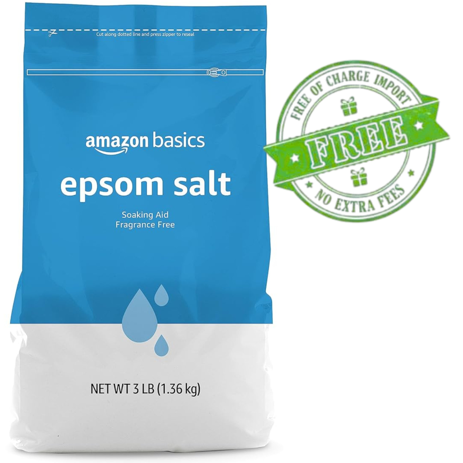 Epsom Salt Soak Unscented Magnesium Sulfate USP Muscle Relief Bath 48 oz, 3 lbs