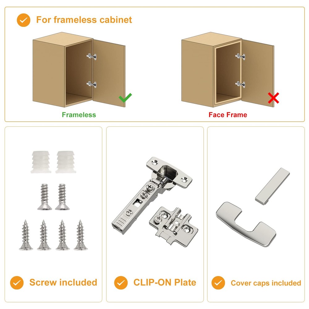 Chibery 10 Pack Frameless Full Overlay Soft Close 10 Pack,