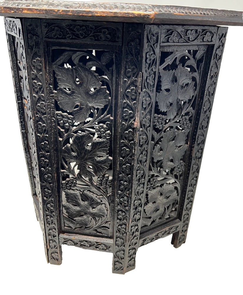 Antique Hand Carved Sheesham Octagon Folding Table