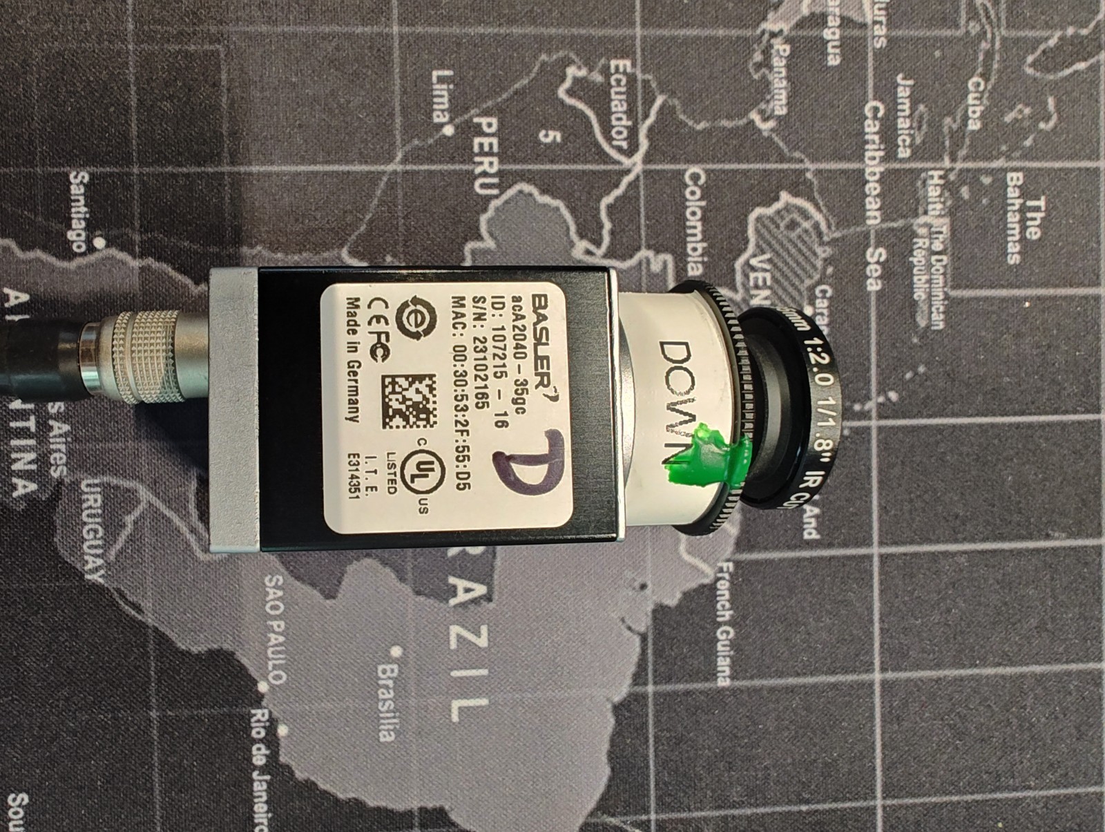 Basler acA2040-35gc Industrial IP Camera (S/N 23102165) w/ Lens & Power Cable