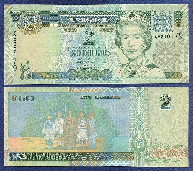 FIJI 2 DOLLARS 2002 GEM UNC QUEEN ELIZABETH II