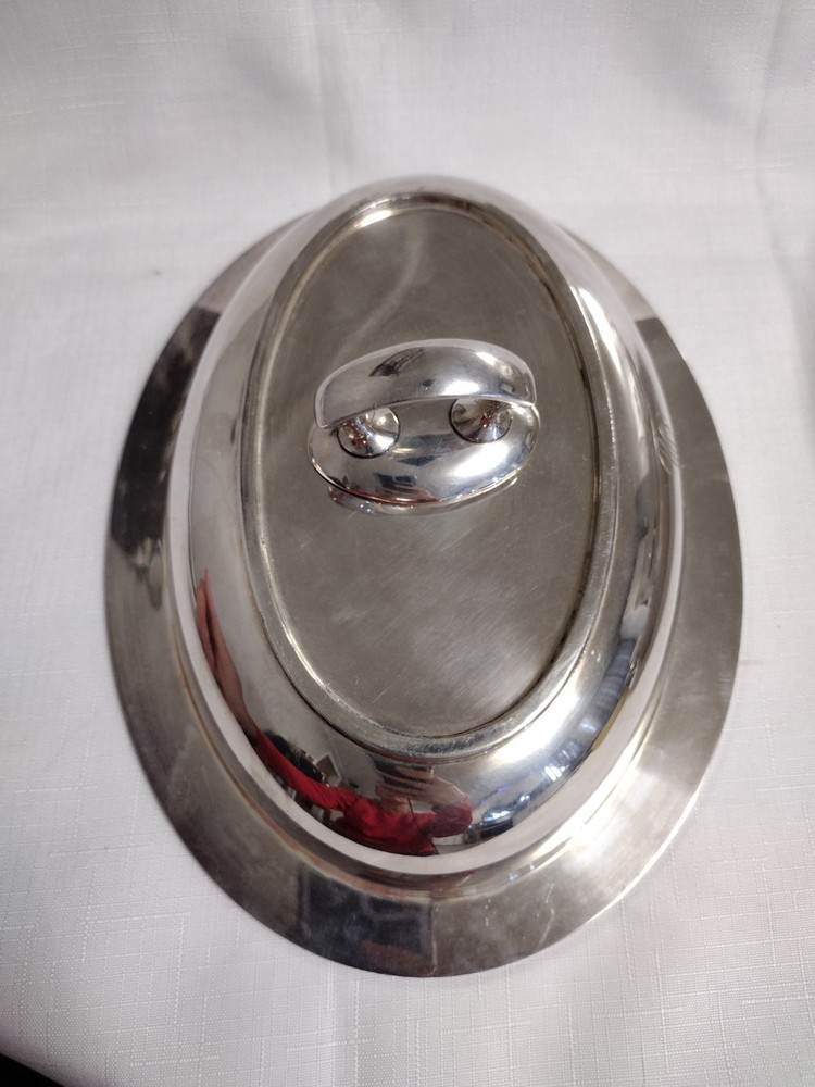 Antique Simpson Hall Miller Silverplate Covered Serving Bowl Removable Handle #7