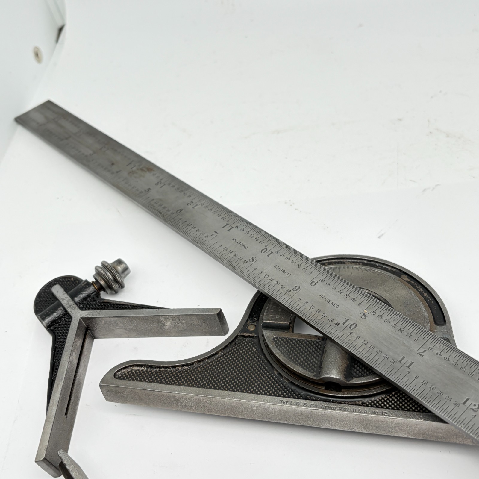 Preowned 18" L.S. STARRETT Comb. Square w/ Protractor Centerfinder - Machinists