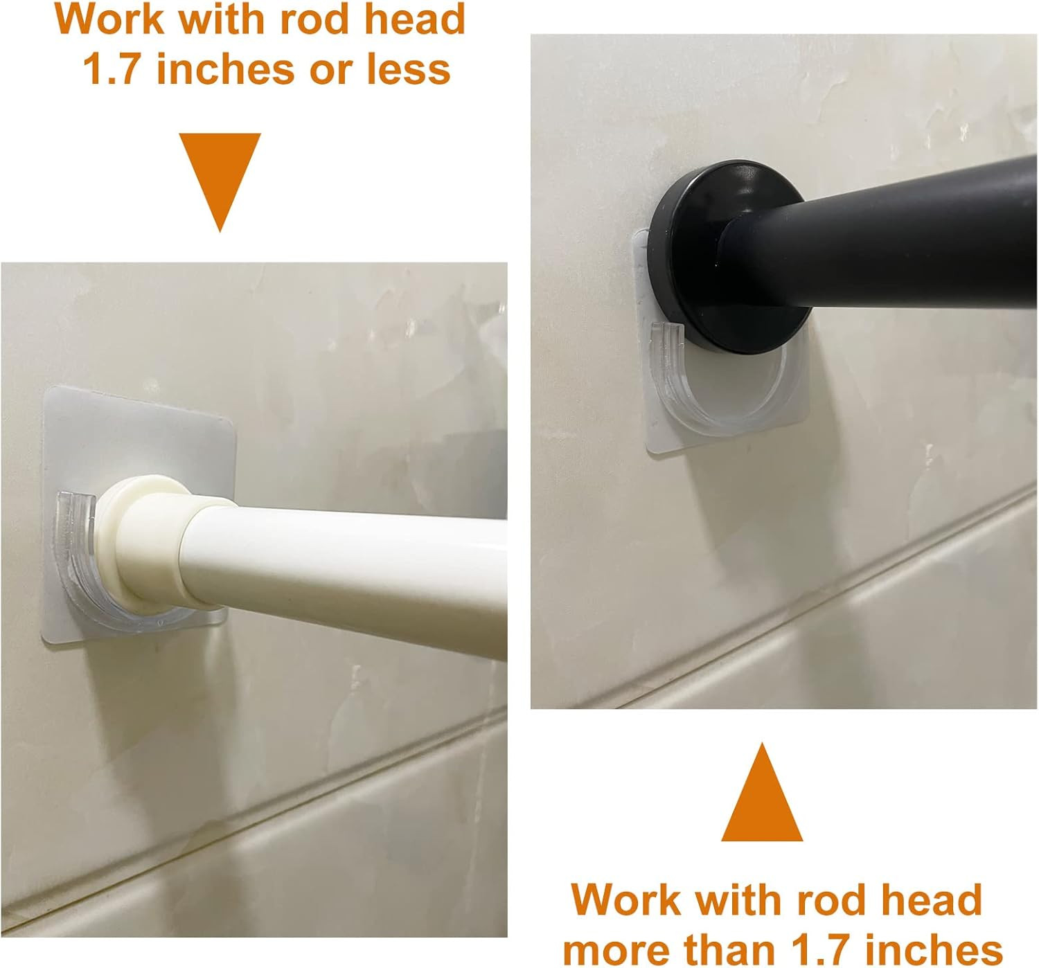 Shower Rod Holder, 2 Packs Tension Curtain Rod Bracket No Drilling, Adhesive Sho