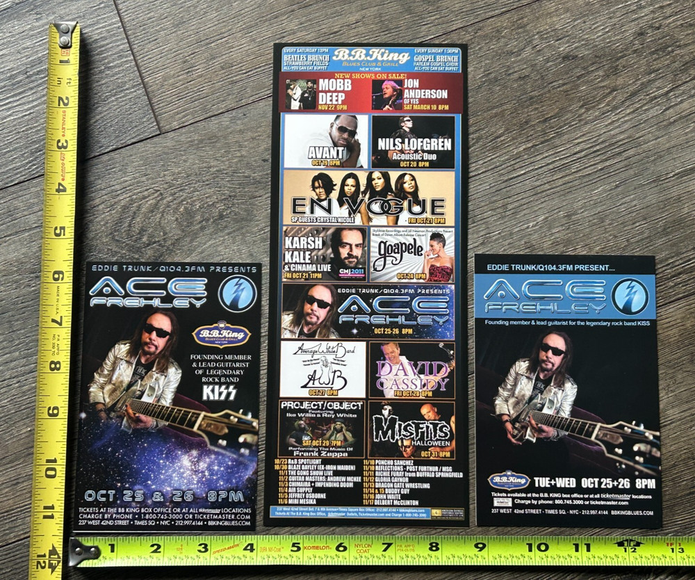 KISS Handbill Concert Ad Card ACE FREHLEY BB King's NY 2011 Lot Vintage Kiss