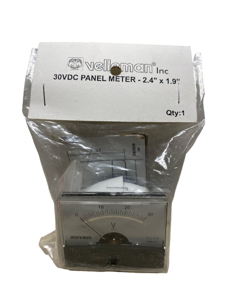 Velleman AVM6030 ANALOG VOLTAGE PANEL METER 0 - 30V DC / 2.4" x 1.9"