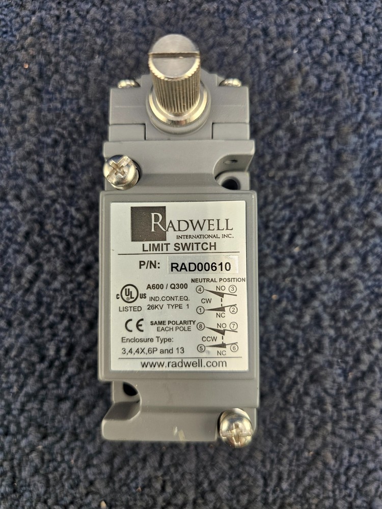 RADWELL RAD00610: Limit Switch, 2 NONC Neutral - Rotary Head - CWCCW - Standard