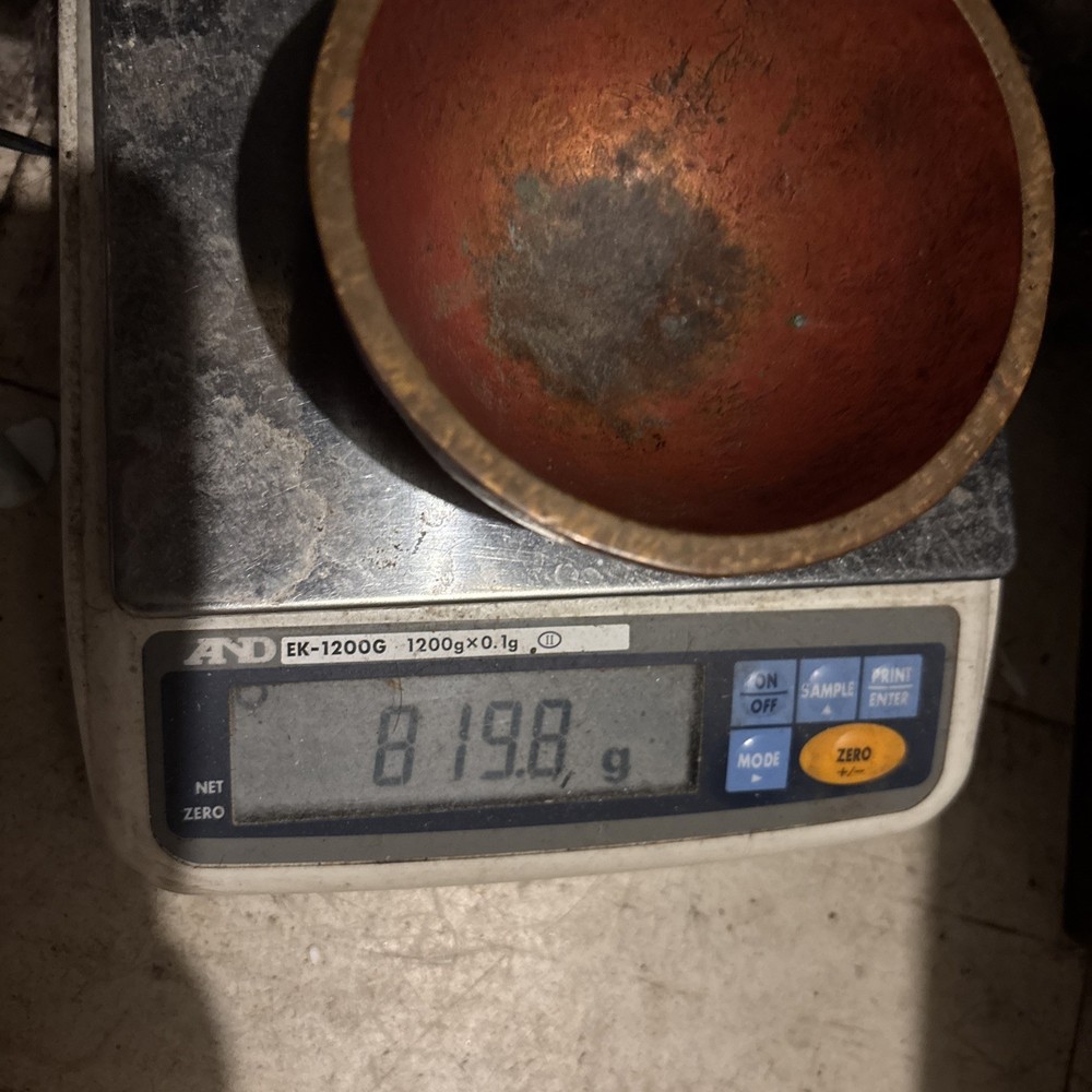 Vintage Solid Copper Red Anodized Bowl 4.25” Heavy 819.8 grams