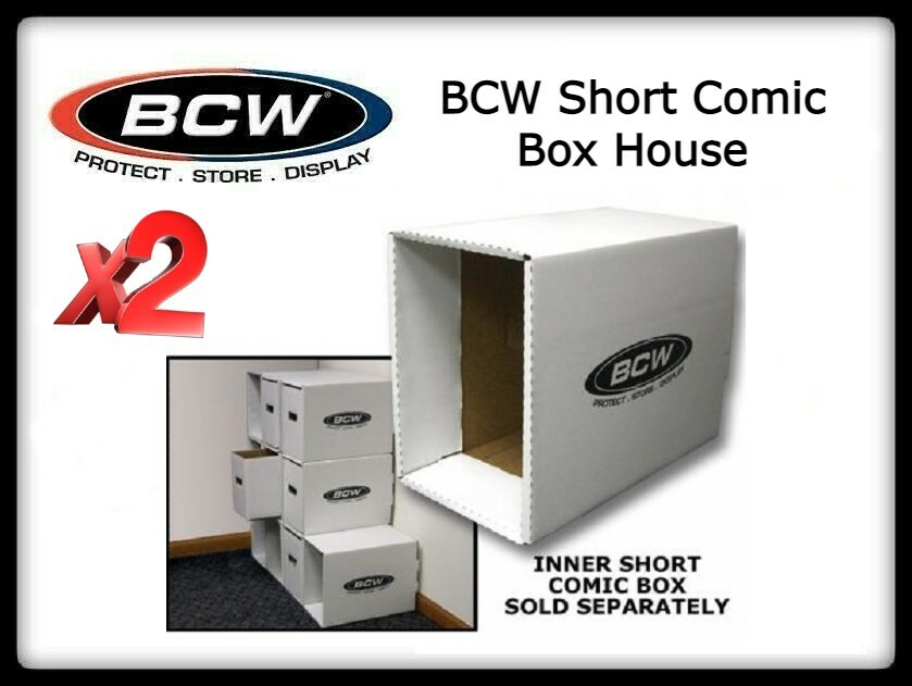 2 BCW High Quality Comic Book Storage House Box Thick/Stackable White Cardboard