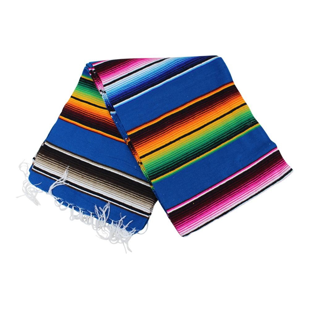 Dark Blue Mexican Sarape Blanket