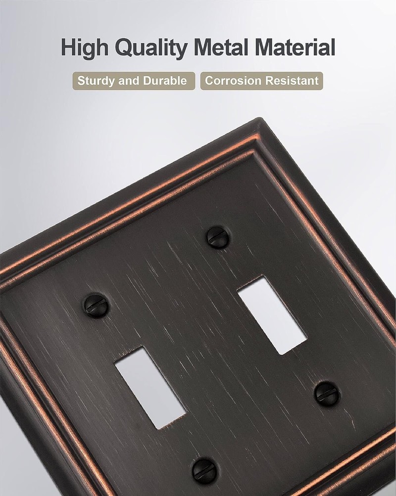 Double Toggle Wall Plate, Decorative Aged Bronze 2 2PK,
