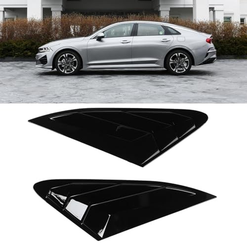 Rear Side Window Louvers, 2PCS Rear Side Window Louver Gloss ABS Bright Black