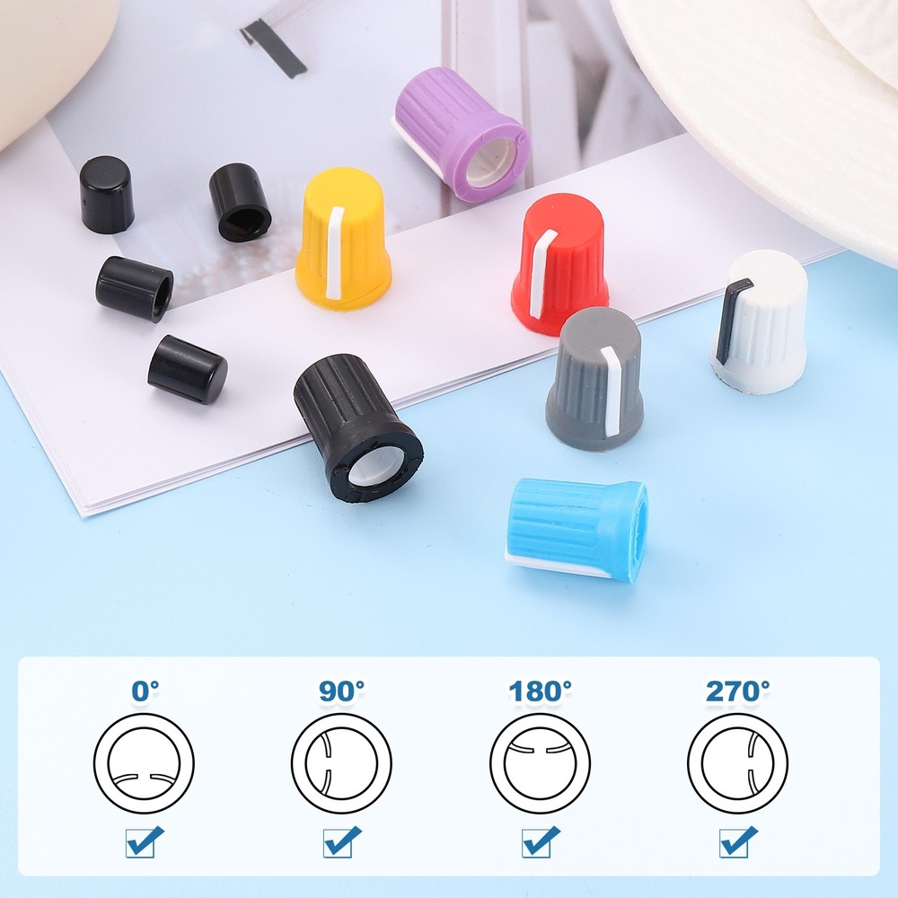 5pcs Potentiometer Knobs,Rubber Guitar Volume Tone Rotary Knob(Blue White)