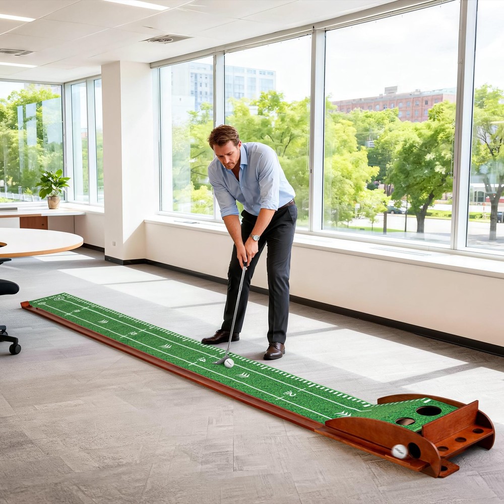 Putting Green Indoor with Automatic Ball Return – Golf Putting Mat with Putte...