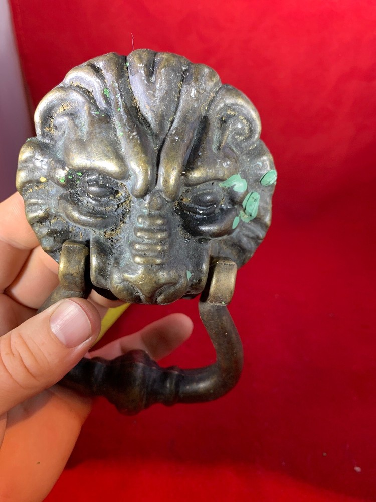 Vintage Brass Walter Lion Tiger Door Knocker Solid Brass