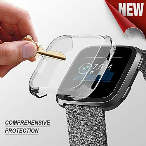 Silicone Protective TPU Case with Screen Protector Frame Cover For Fitbit Versa