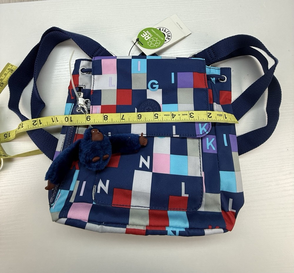 Kipling Kaylin Mini Backpack NWT Multicolor Kipling Cubed Monkey Charm