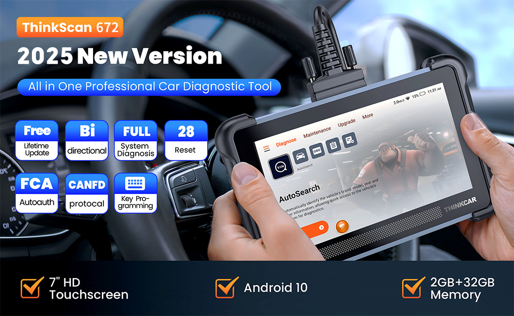 ThinkScan 672 OBD2 Full System Bidirectional Car Diagnostic Scanner Tool CANFD