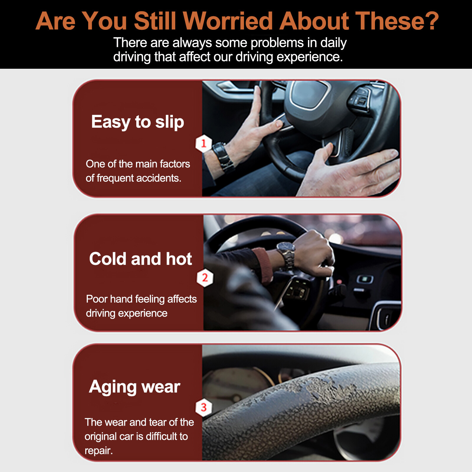 38cm/15" Car Steering Wheel Cover Mahogany Wood Grain Anti-slip Accessories