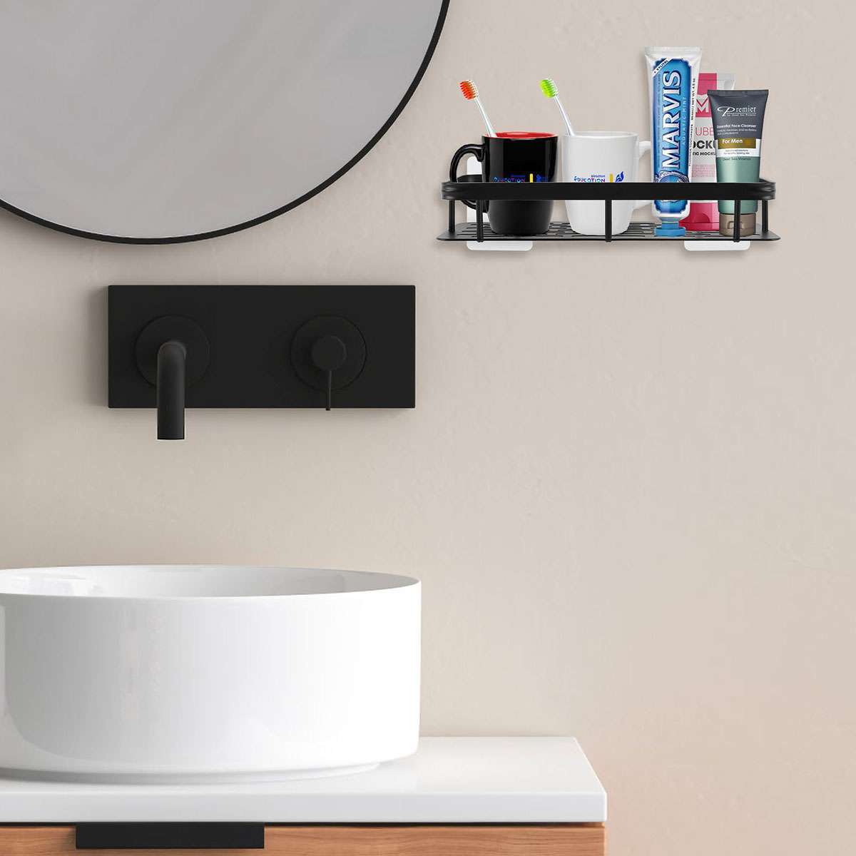 Wall Mount Bathroom Shower Caddy Shelf Rack Storage Basket for Shampoo Soap USA