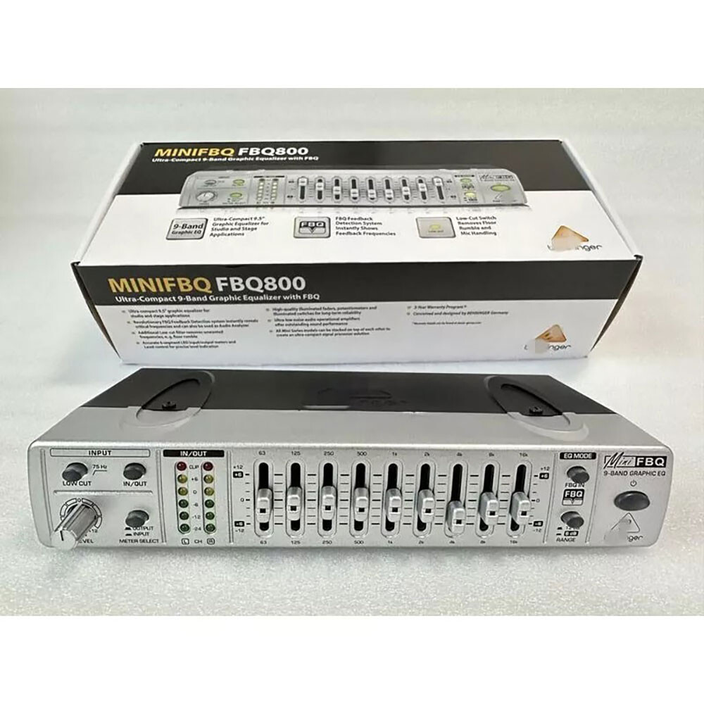 FBQ800 Ultra-compact 9-Band Graphic EQ Equalizer Suppressor Equalizer Processor