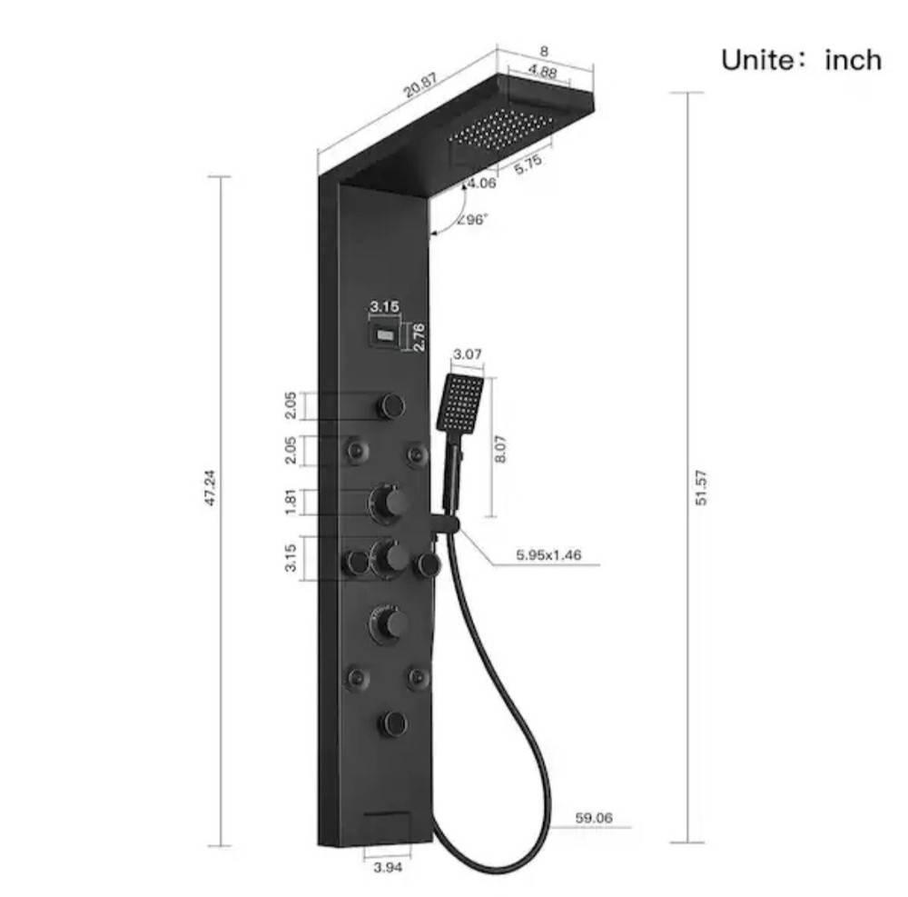 8-Jet Rainfall Shower Tower Shower Panel System with Rainfall Waterfall...