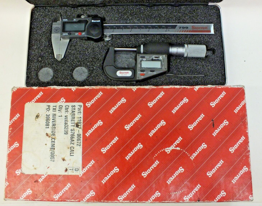 Starrett S766AZ Precision Measuring Tool Kit: 2 Pc Digital Caliper & Micrometer