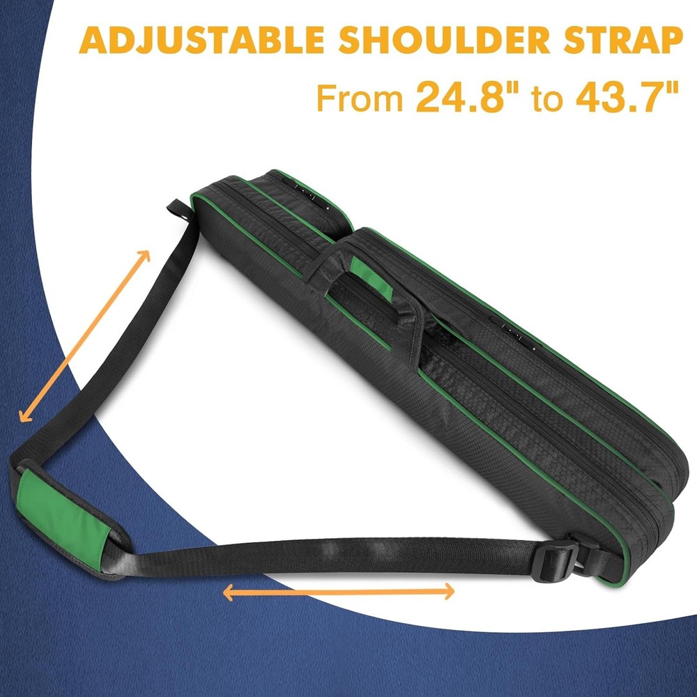 Pool Cue Case, Stick Case 2x2 2x2, Green/Black