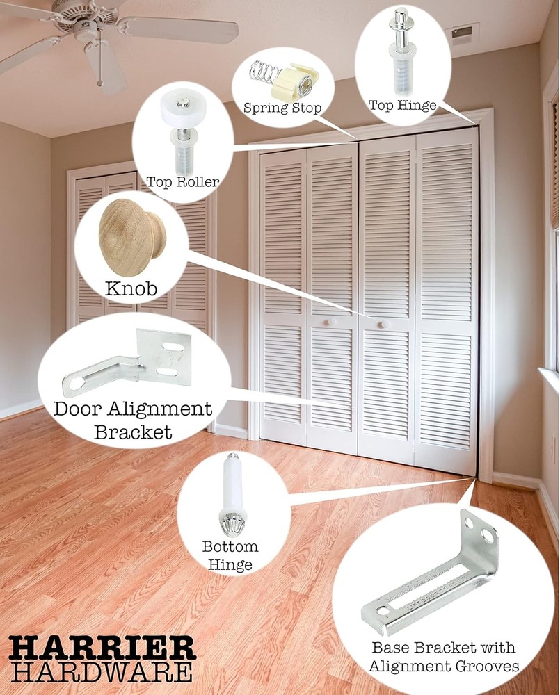 Spring-Loaded Bi-Fold Door Top Roller Guide Wheel, 4-Pack Universal, White