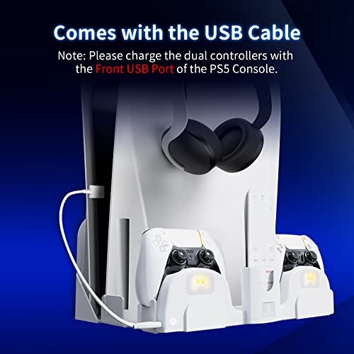 PS5 Accessories Wall Mount with DualSense Charging Station, Console-Only