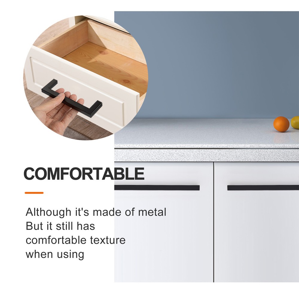 20 Pack Solid Square Bar Cabinet Handle Matte Black Cupboard Pulls for Kitchen