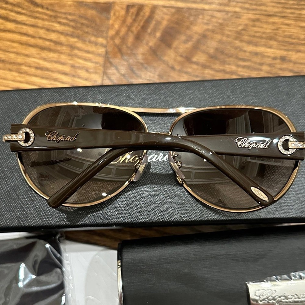 Chopard Black and Brown Aviator Sunglasses