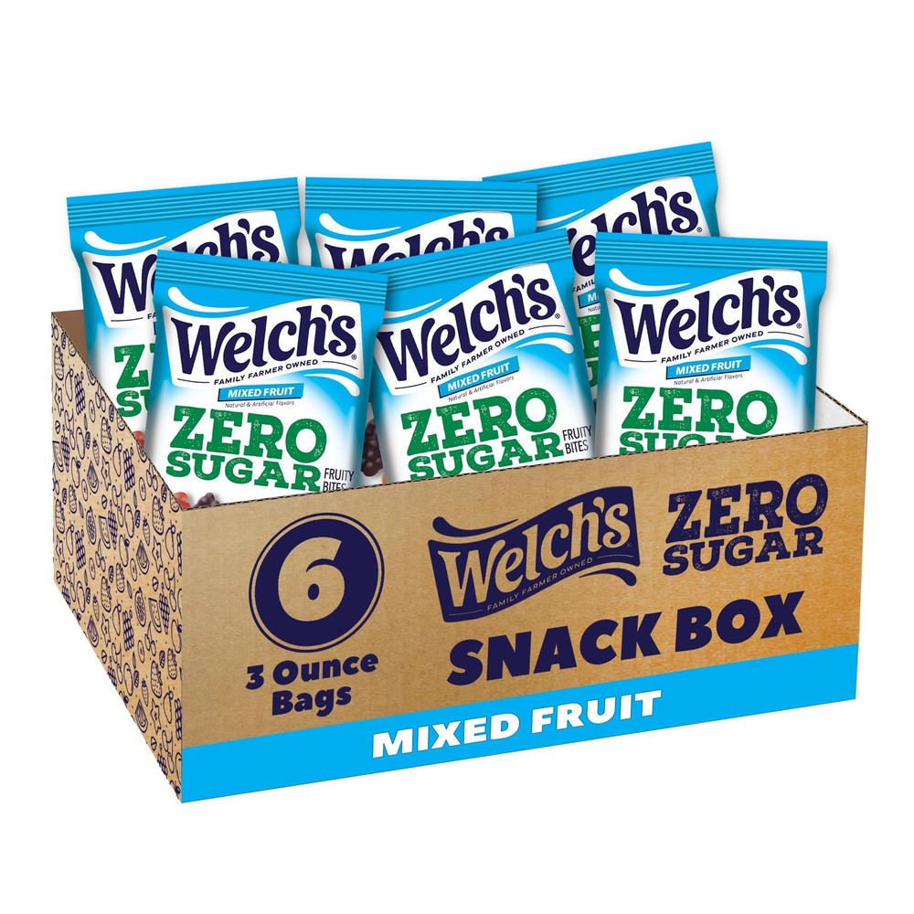 Welchs Zero Sugar Fruity Bites, Mixed Fruit Snack Box, Gluten Free  Sugar Fre...
