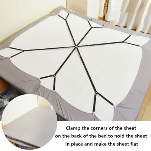 Elastic Sheet Fasteners for Staying Bedsheet Flat, Adjustable Bed Sheet Holder