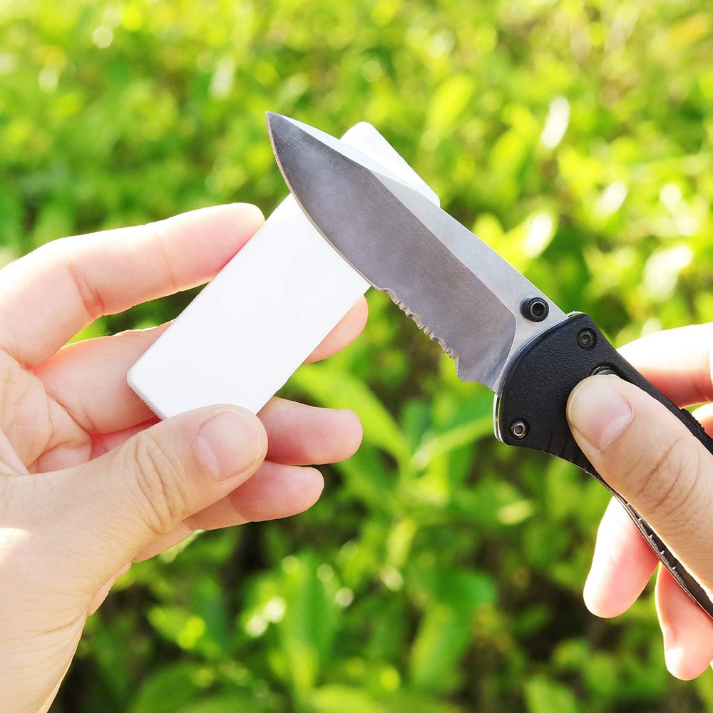Mini Pocket Knife Sharpener - Double-Sided Diamond & Ceramic Sharpening Stone |