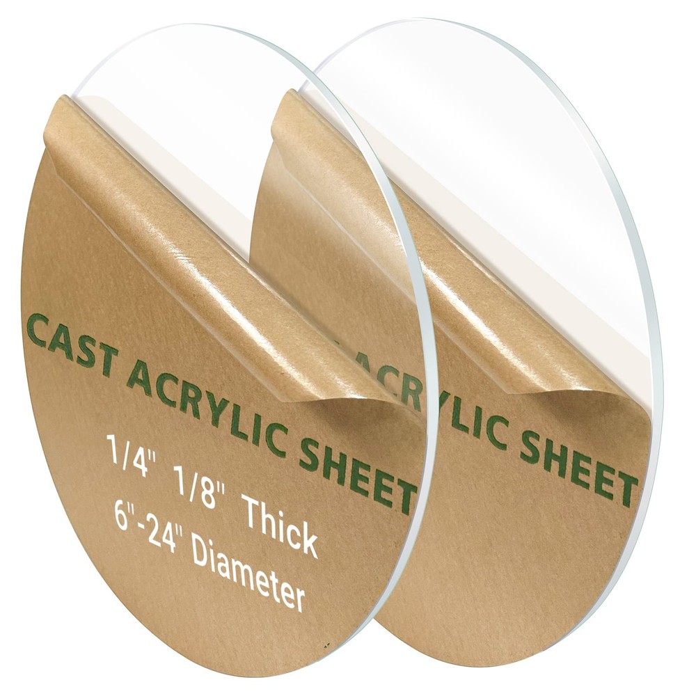 2 Pcs 1/8" Clear Acrylic Sheet, 9" Diameter Round Cake Disk, Plexiglass Table